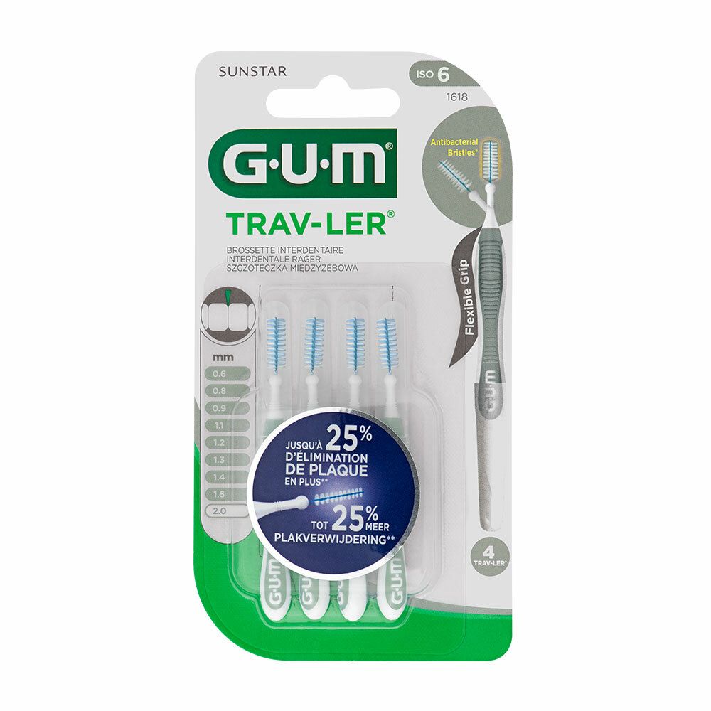Gum® Proxabrush Trav-ler brossette interdentaire 2 mm