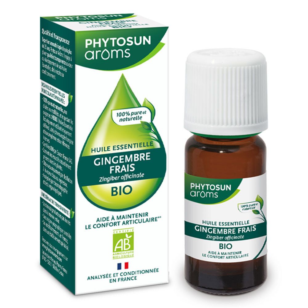 Phytosun Arôms – Huile Essentielle Gingembre frais BIO – 100 % pure et naturelle – 5 ml