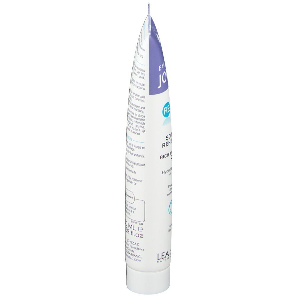 Vue latérale du tube. Texte en français. Informations sur la composition et l'utilisation. 50 ml. 1,69 fl.oz.
