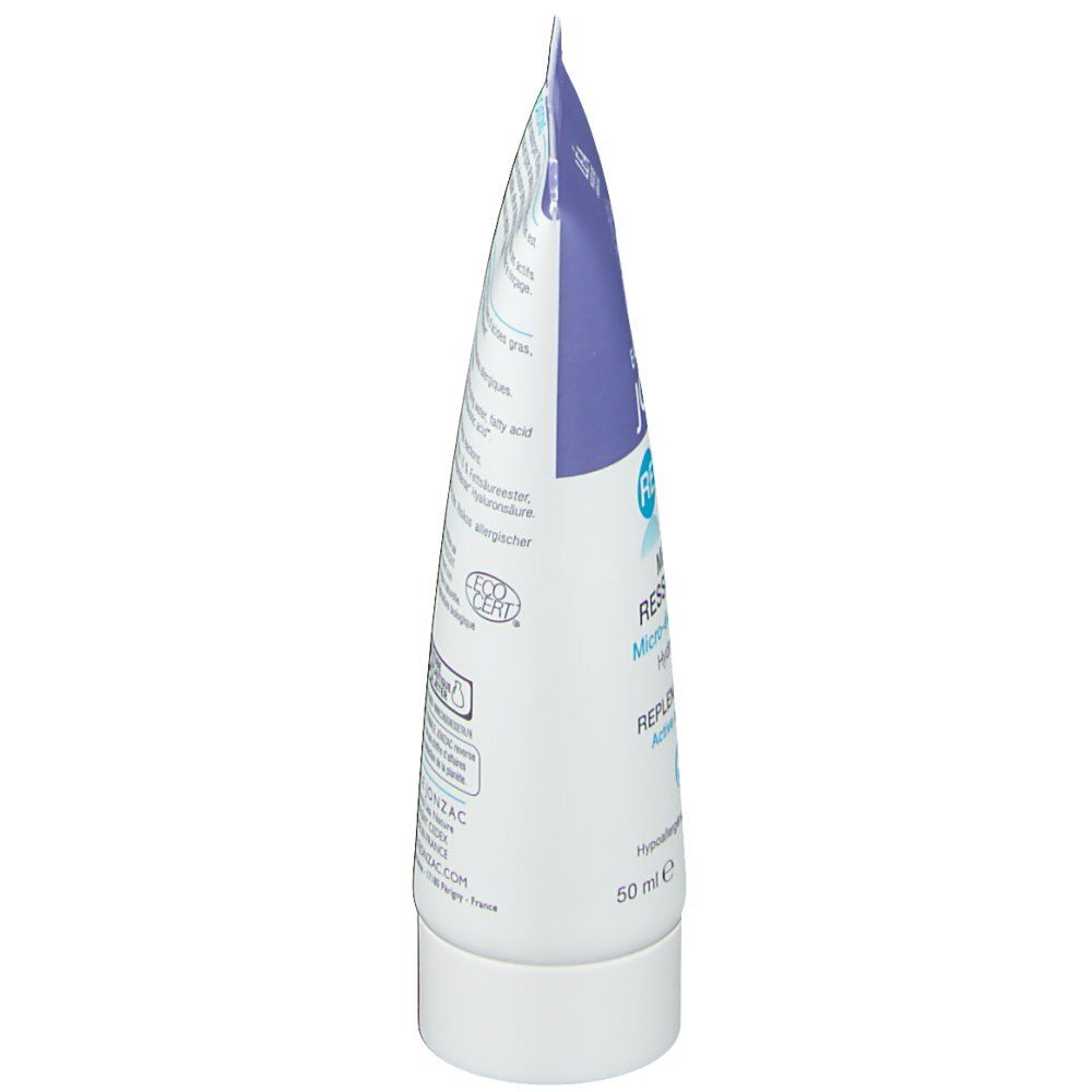 Seitenansicht der Tube. Aufschrift: Rehydrate, Masque hydratant, 50 ml.