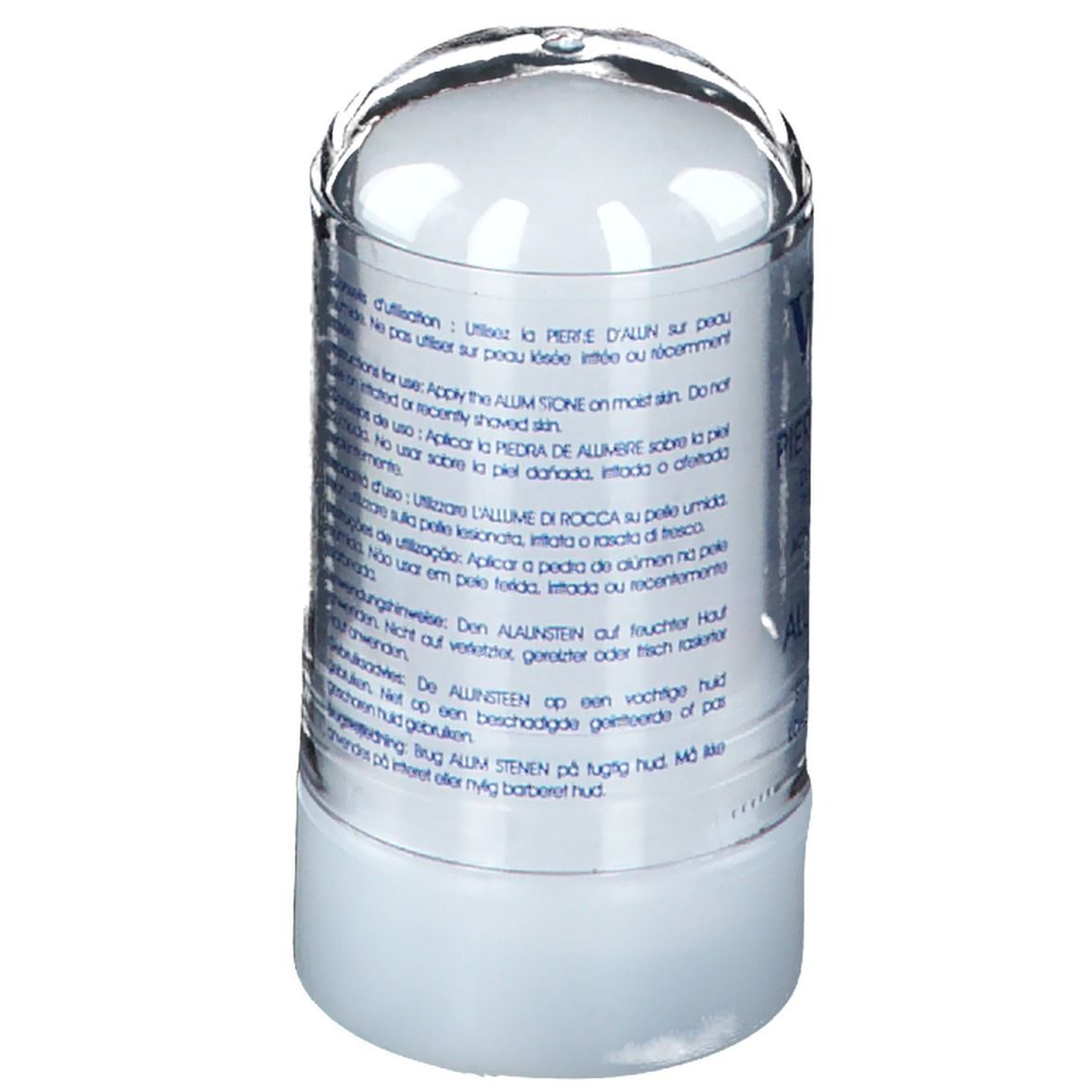 Deodorantstick met transparante deksel. Achterkant met gebruiksaanwijzing. 60 g. Voor gebruik op de huid.
