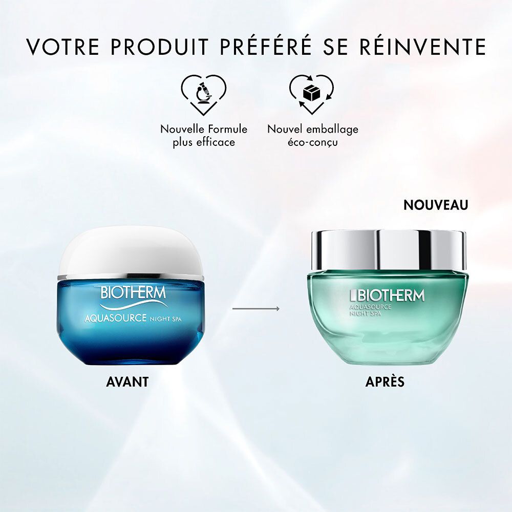 Vergleich von zwei Cremetiegeln. Links: blau, rechts: grün. Text: Neue Formel, neues Packaging.