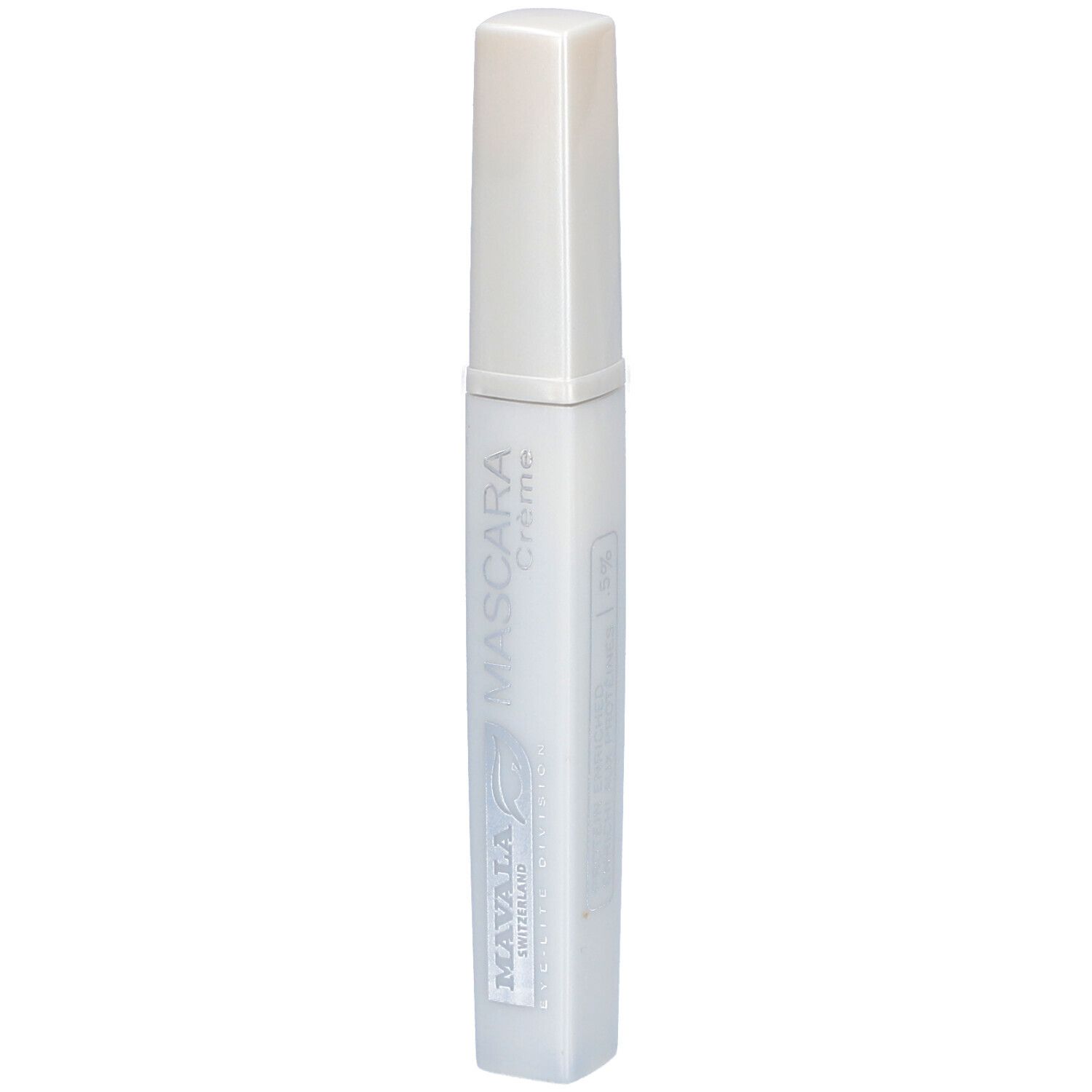 Weißes Mascara-Tube mit weißem Deckel. Schriftzug: MAVALA, Mascara Crème.
