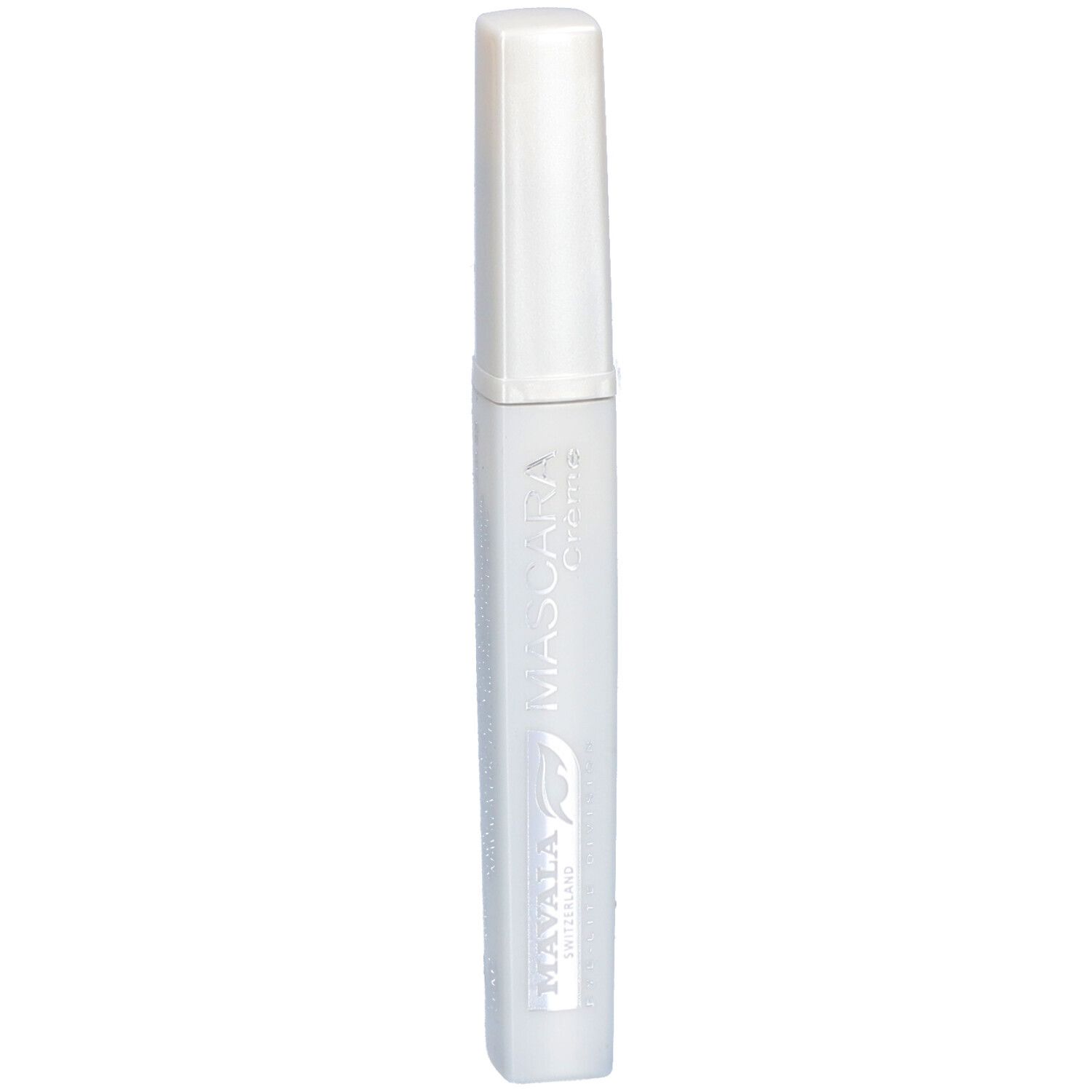 Weißes Mascara-Tube mit weißem Deckel. Schriftzug: MAVALA, Mascara Crème.