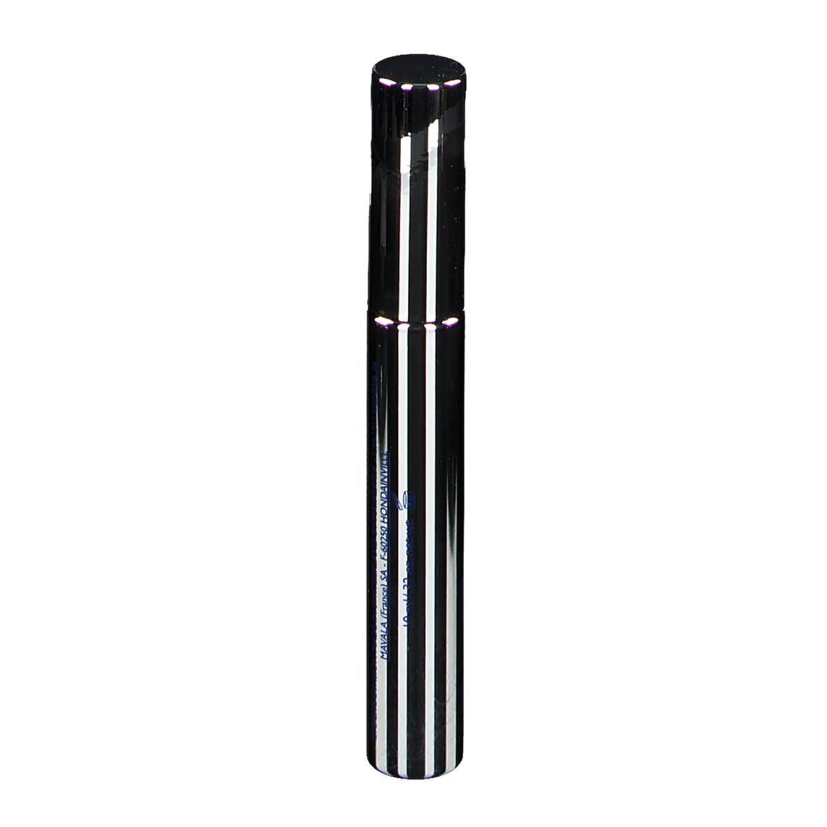 Mascara-Tube mit schwarzem Deckel und silber-schwarzen Streifen. Aufschrift: MAVALA.