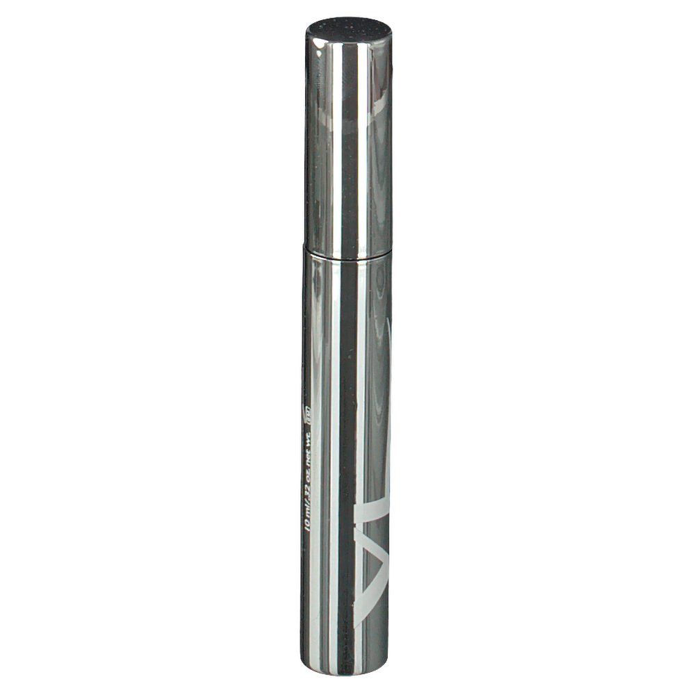 Silberfarbene Mascara-Tube. Aufschrift: MAVALA, VOLUME & LONGUEUR, 10 ml. Farbe: Brauner Creme. Mit schwarzer Schrift.