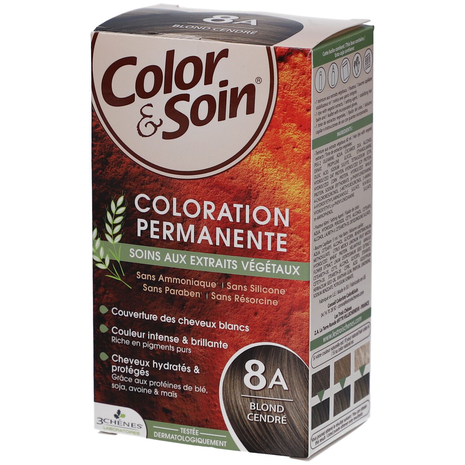 Color & Soin Coloration - permanente aux extraits végétaux. blond cendré n° 8A 135 ml Creme