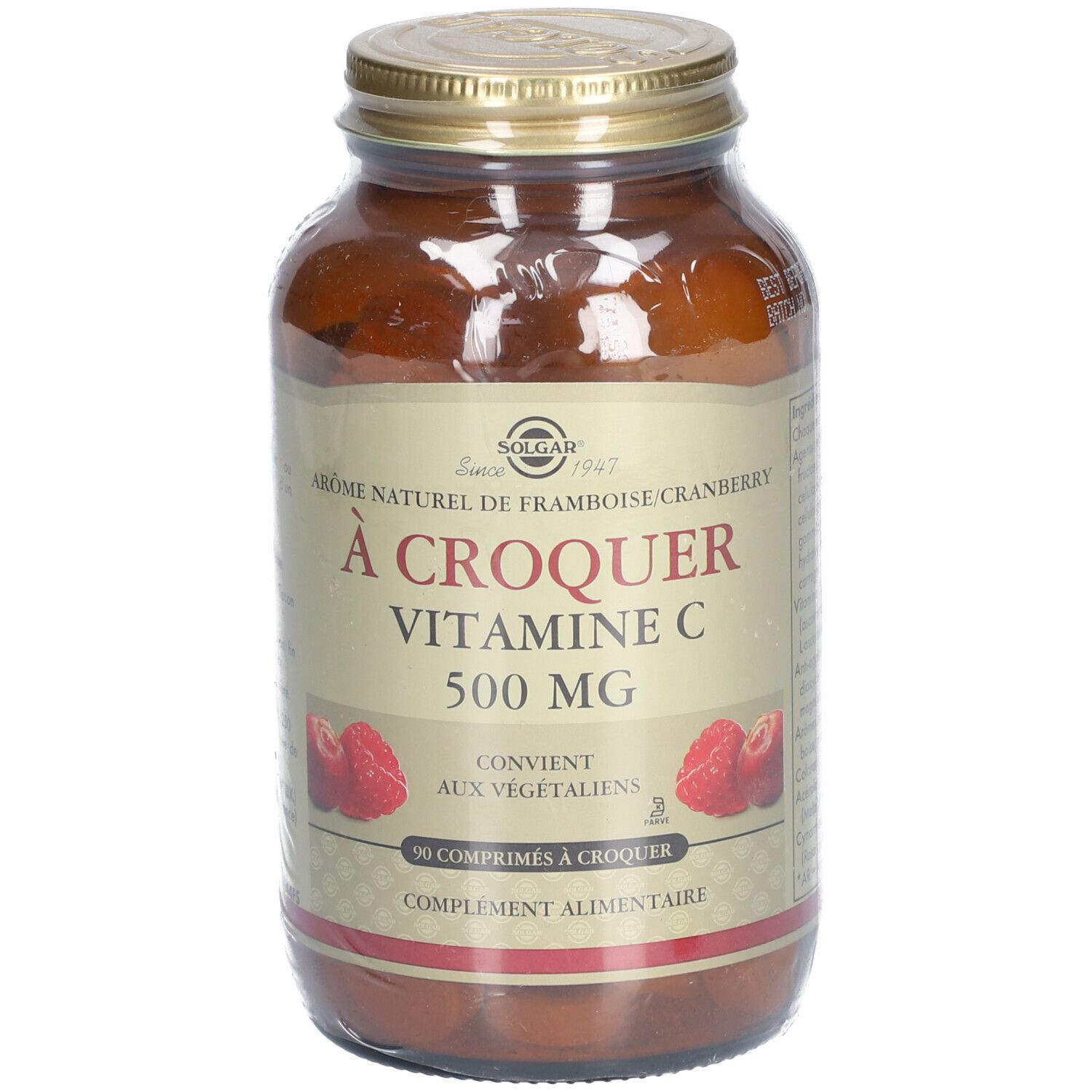 Solgar Vitamine C arôme Framboise Cranberry 500 mg