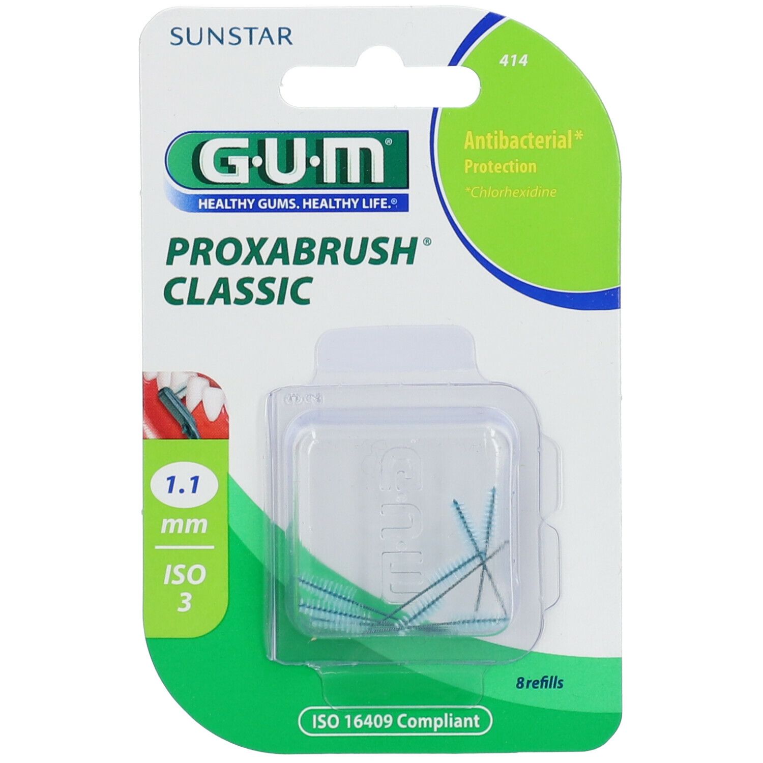Gum® Proxabrush® Classic Recharge Brossette interdentaire conique 1,1 mm vert