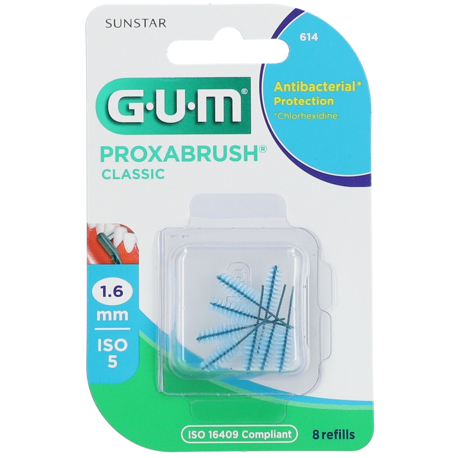 Gum® Proxabrush® Classic Recharge Brossette interdentaire conique 1,6 mm bleu