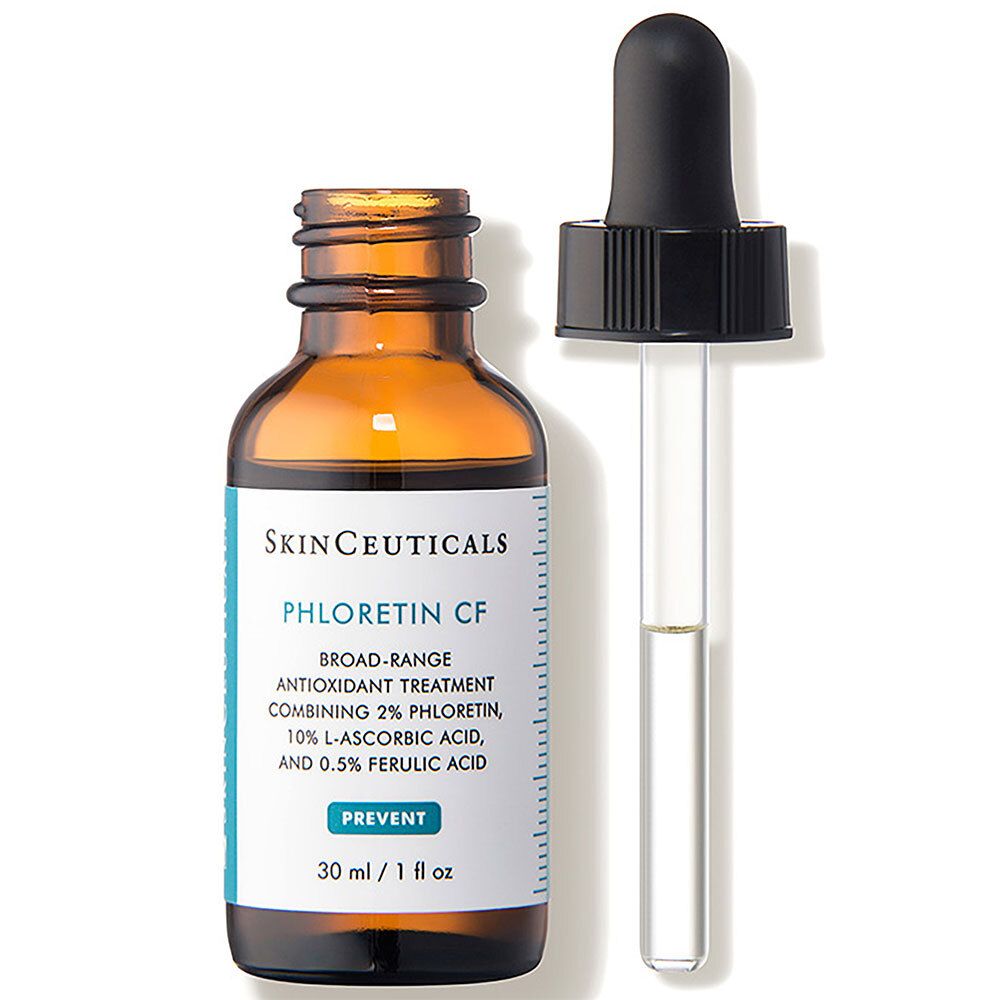 Flacon en verre brun avec pipette. SkinCeuticals PHLORETIN CF. Pipette à côté. 30 ml / 1 fl oz.