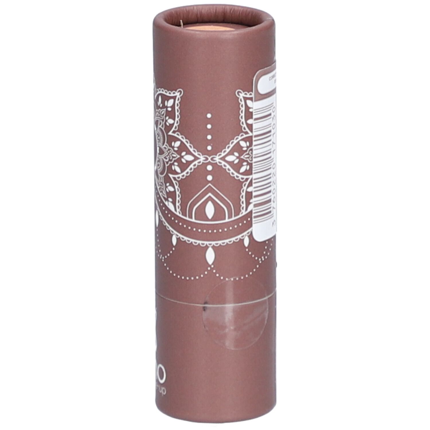 Emballage cylindrique avec code-barres et texte. "Correcteur / Concealer" en haut.