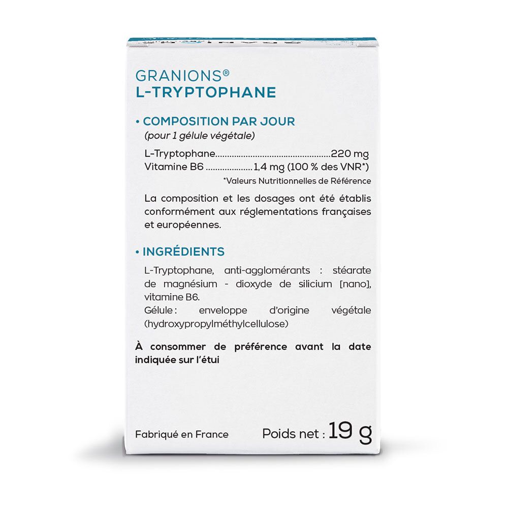 Rückseite der Schachtel mit Informationen zu Inhaltsstoffen, Dosierung und Herkunft. Text in französischer Sprache.