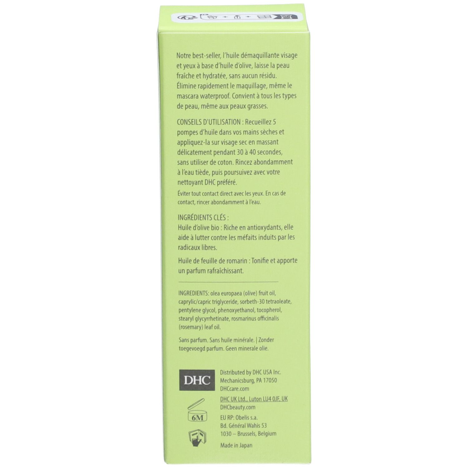 Côté de l'emballage vert. Texte en français. Ingrédients et instructions d'utilisation.