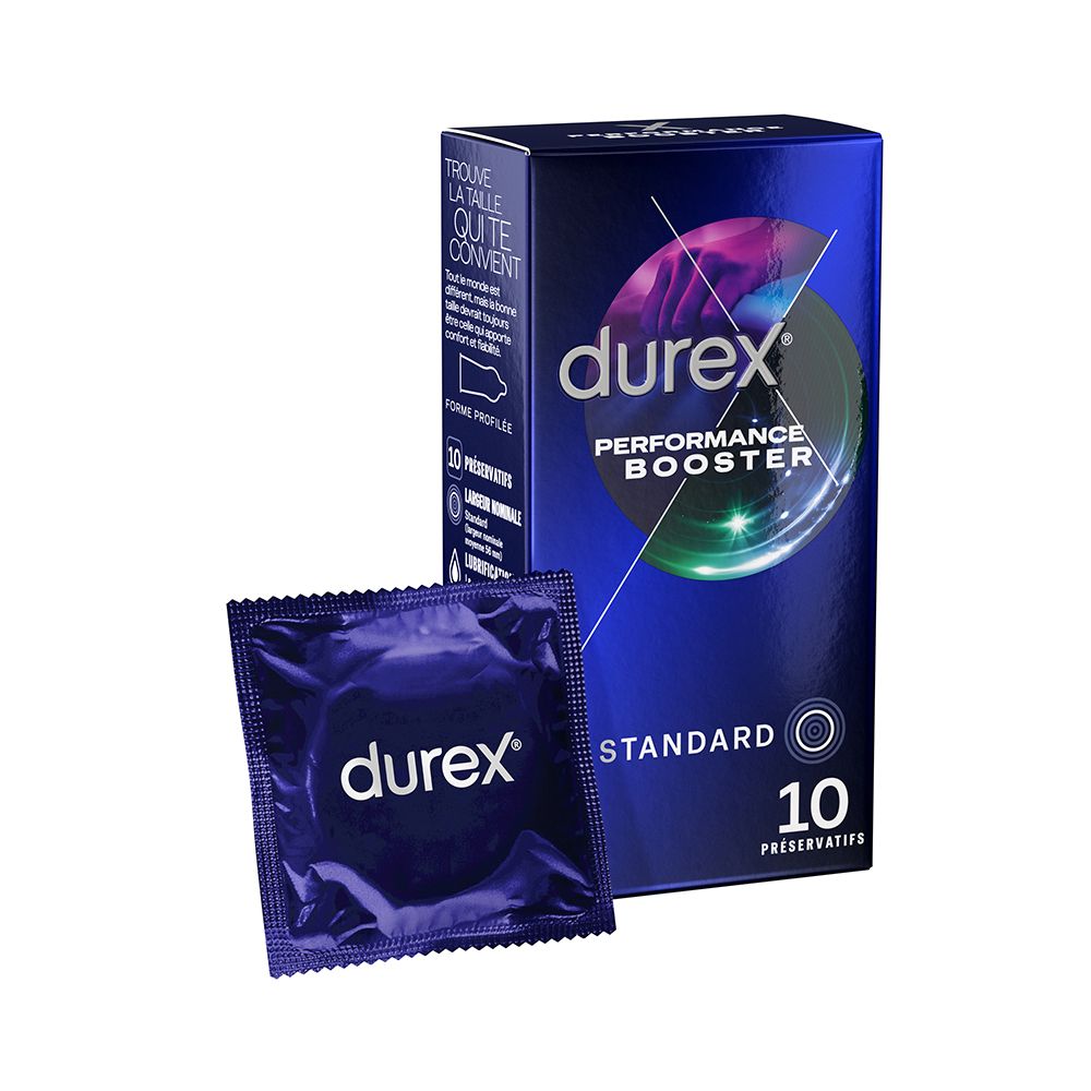 Durex Préservatifs Performance Booster- 10 Préservatifs Effet longue durée