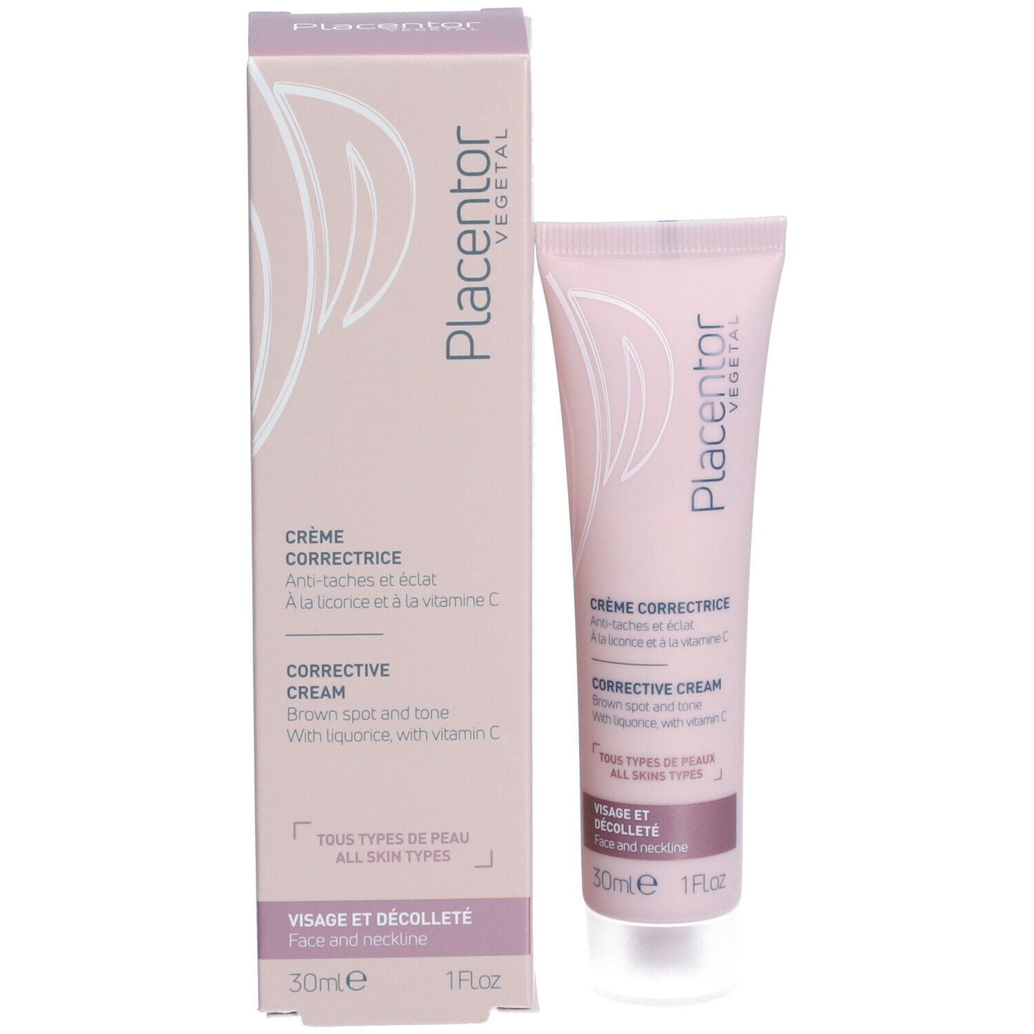 Placentor Vegetal crème avec emballage. Crème Correctrice, Corrective Cream. Tous types de peaux. 30ml.