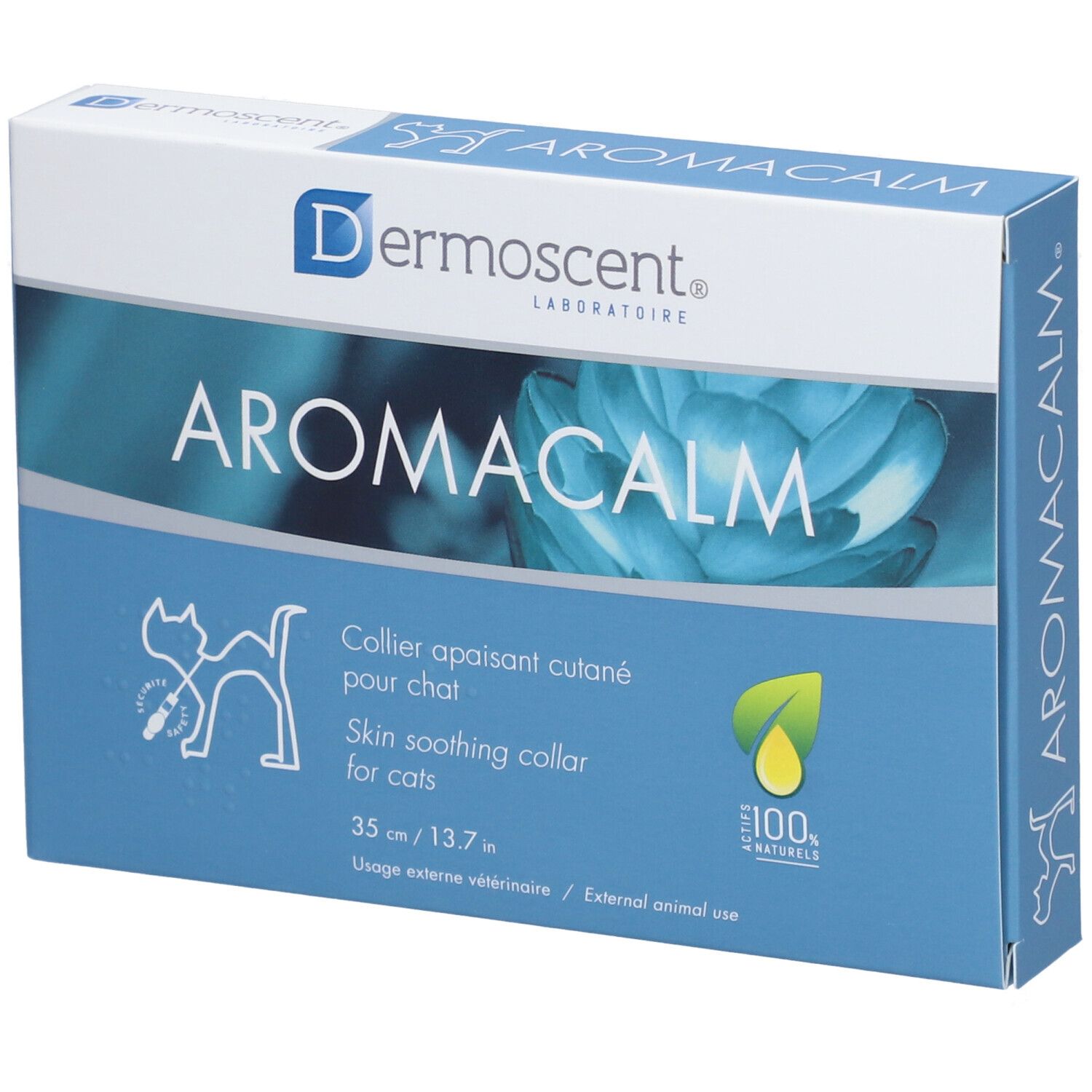 Aromacalm Dermoscent Chat - Collier, soin dermocosmétique apaisant cutané, antistress, pou