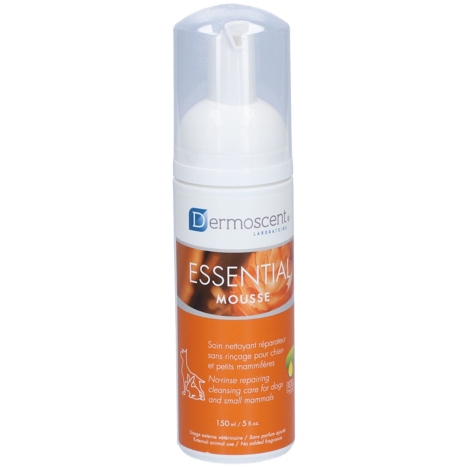 Essential Mousse Dermoscent - nettoyante, réparatrice, pour le pelage du chien. 150 ml Haarkur