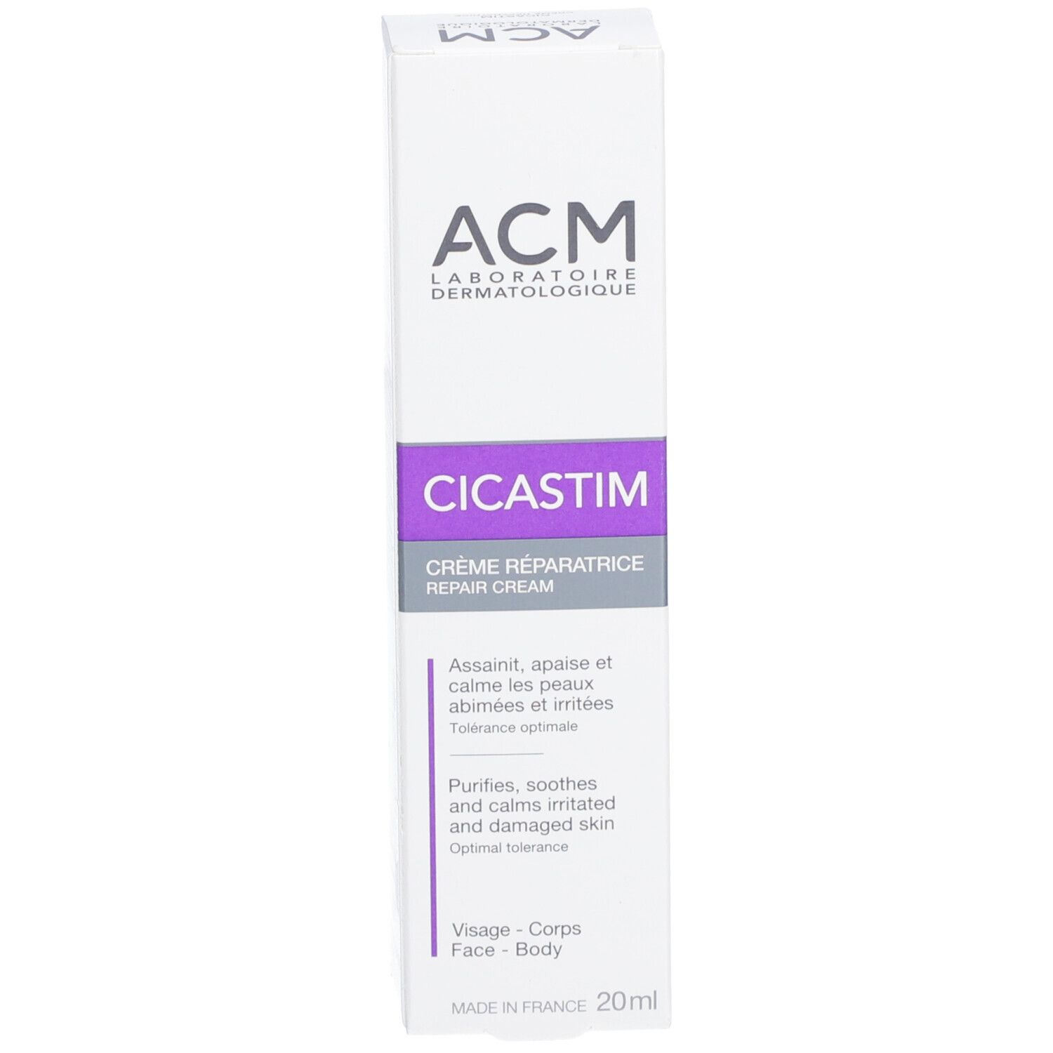 Schachtel "ACM Cicastim". Produktname und Marke deutlich sichtbar. Enthält 20ml.