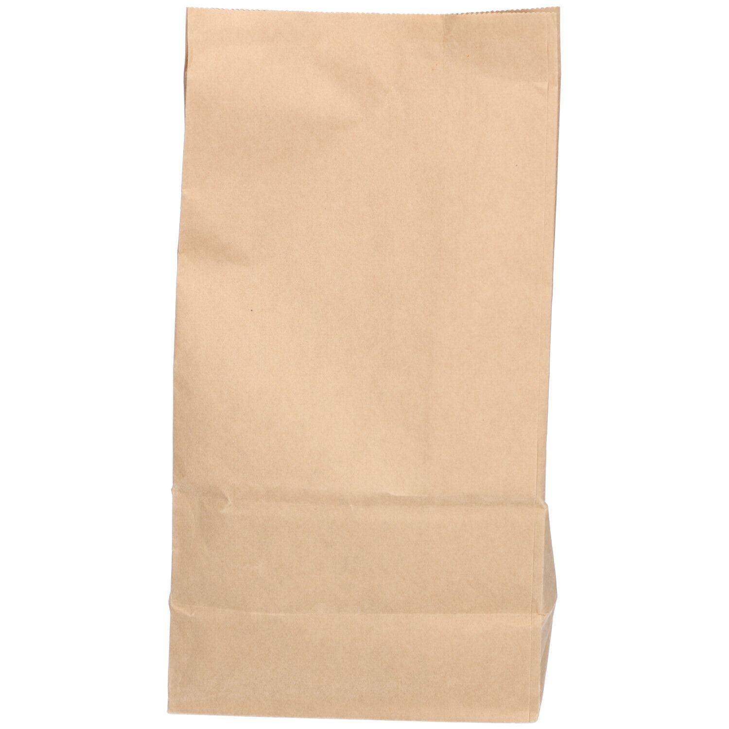 Sac en papier brun, rectangulaire, vide.