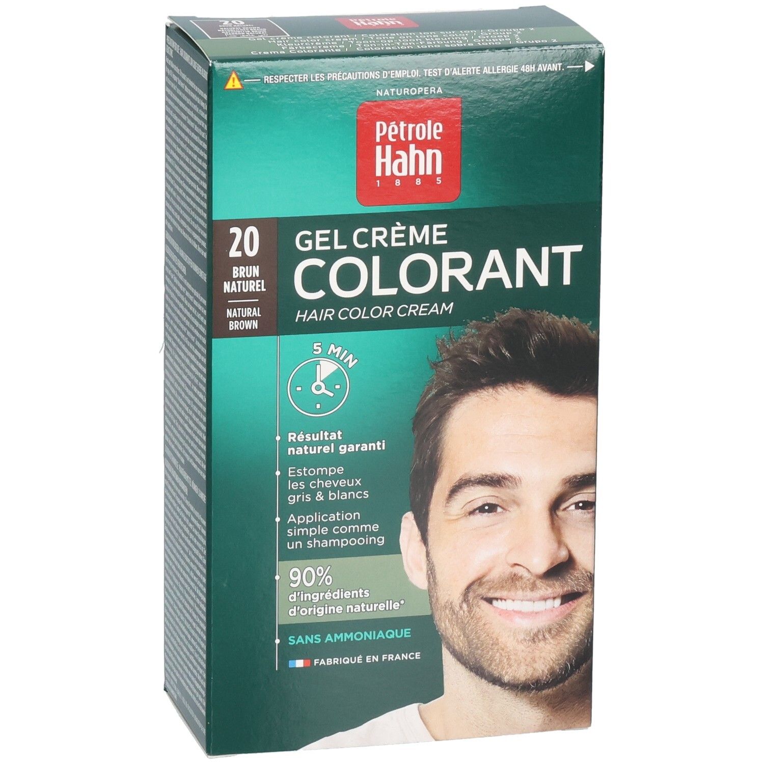 Pétrole Hahn Gel Crème Colorant 20, natürliche Braunhaarfarbe. Für Männer.