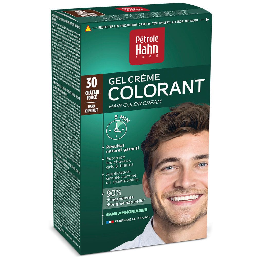 Pétrole Hahn Färbegel-Creme-Kit 30 Dunkelkastanie. Haarfarbe für Männer.
