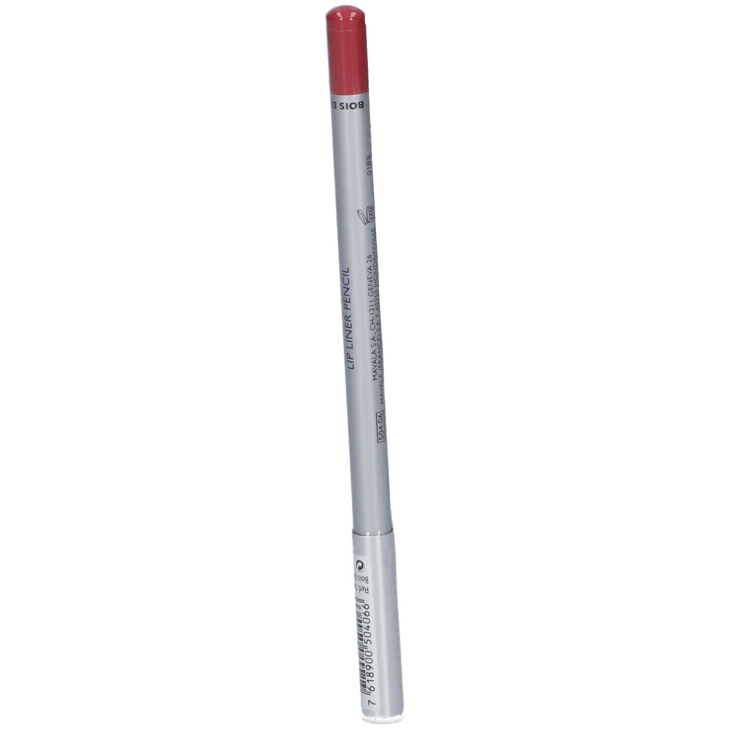 Crayon contour des lèvres. Crayon argenté avec pointe rouge. Inscription : Lip Liner Pencil.