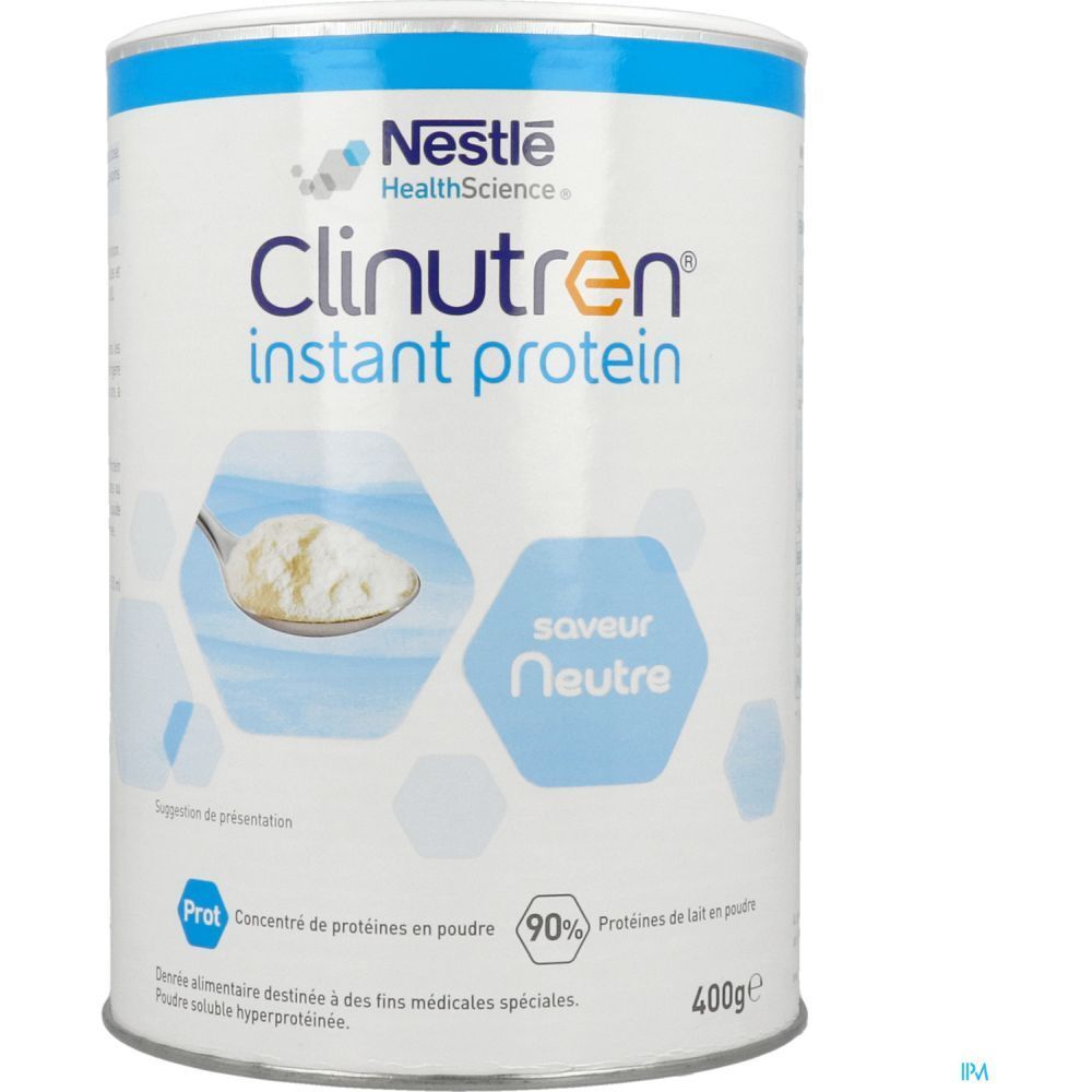 Boîte Clinutren Instant Protein. Saveur neutre. 400g. Nestle HealthScience. Protéines en poudre.