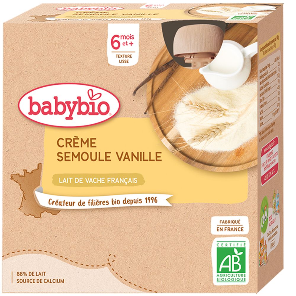 Babybio Crème Semoule Vanille dès 6 mois