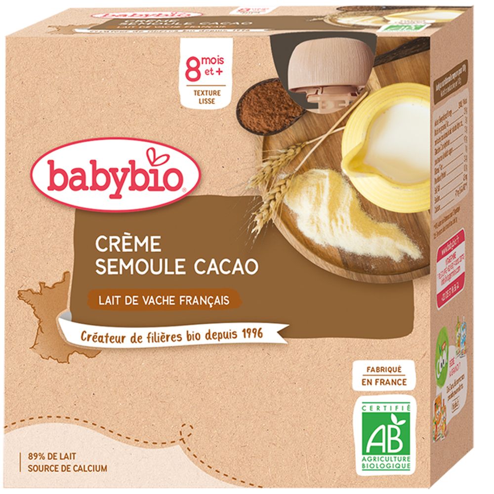 Babybio Crème Semoule Cacao des 8 mois