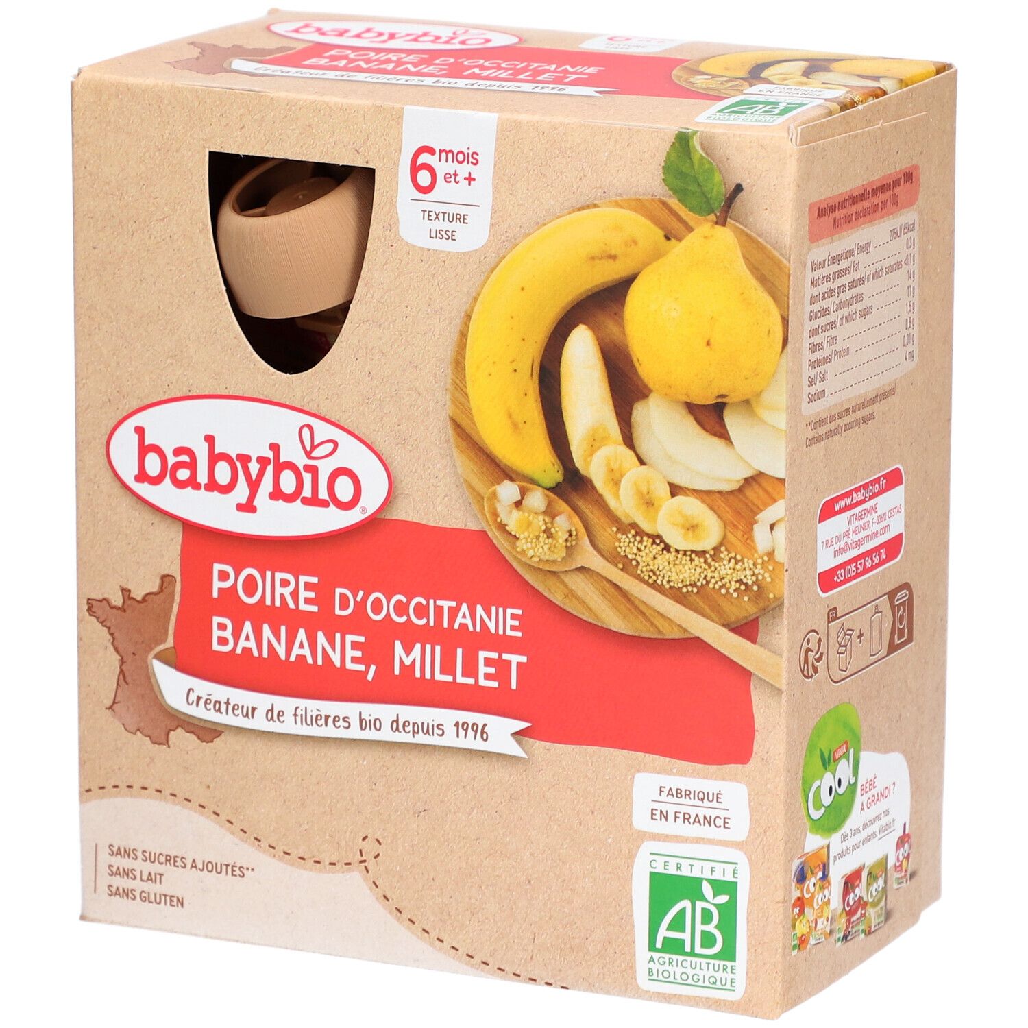 Babybio Poire D'occitanie Banane Millet dès 6 mois