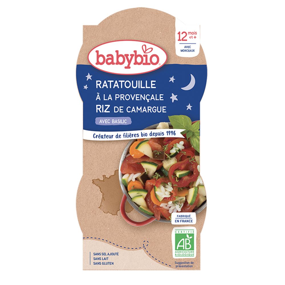 Babybio Ratatouille À LA Provençale RIZ DE Camargue Basilic dès 12 mois