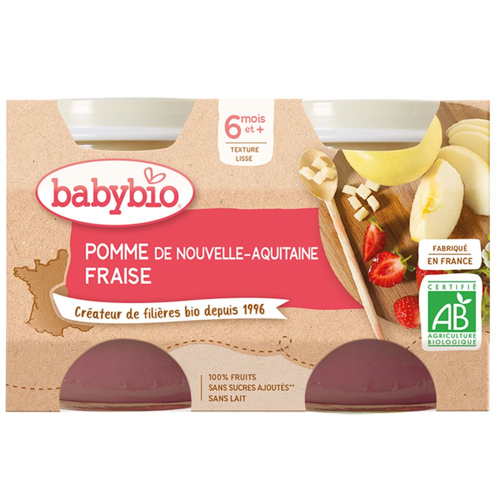 Babybio Pomme DE Nouvelle-Aquitaine & Fraise dès 6 mois
