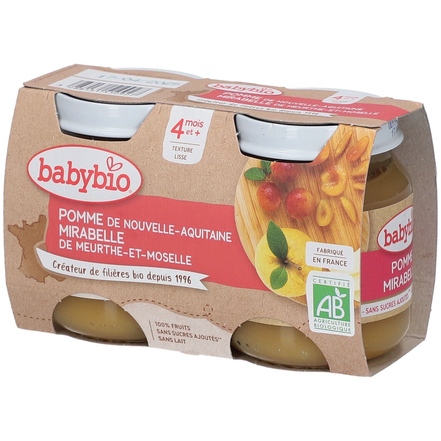 Babybio Gourdes Pommes de Nouvelle-Aquitaine, Mirabelle de Meurthe-et-Moselle