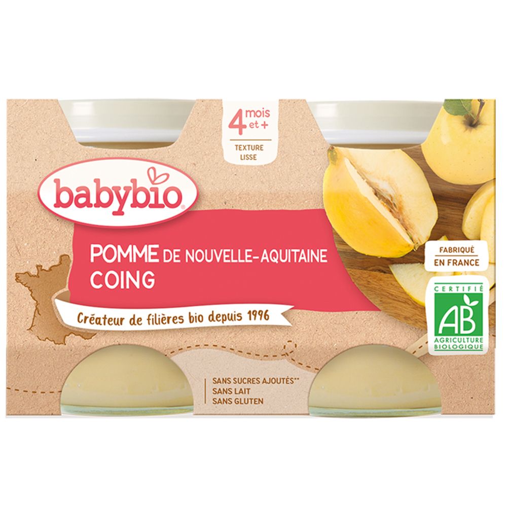 Babybio Pomme DE Nouvelle-Aquitaine Coing DE Provence dès 4 mois