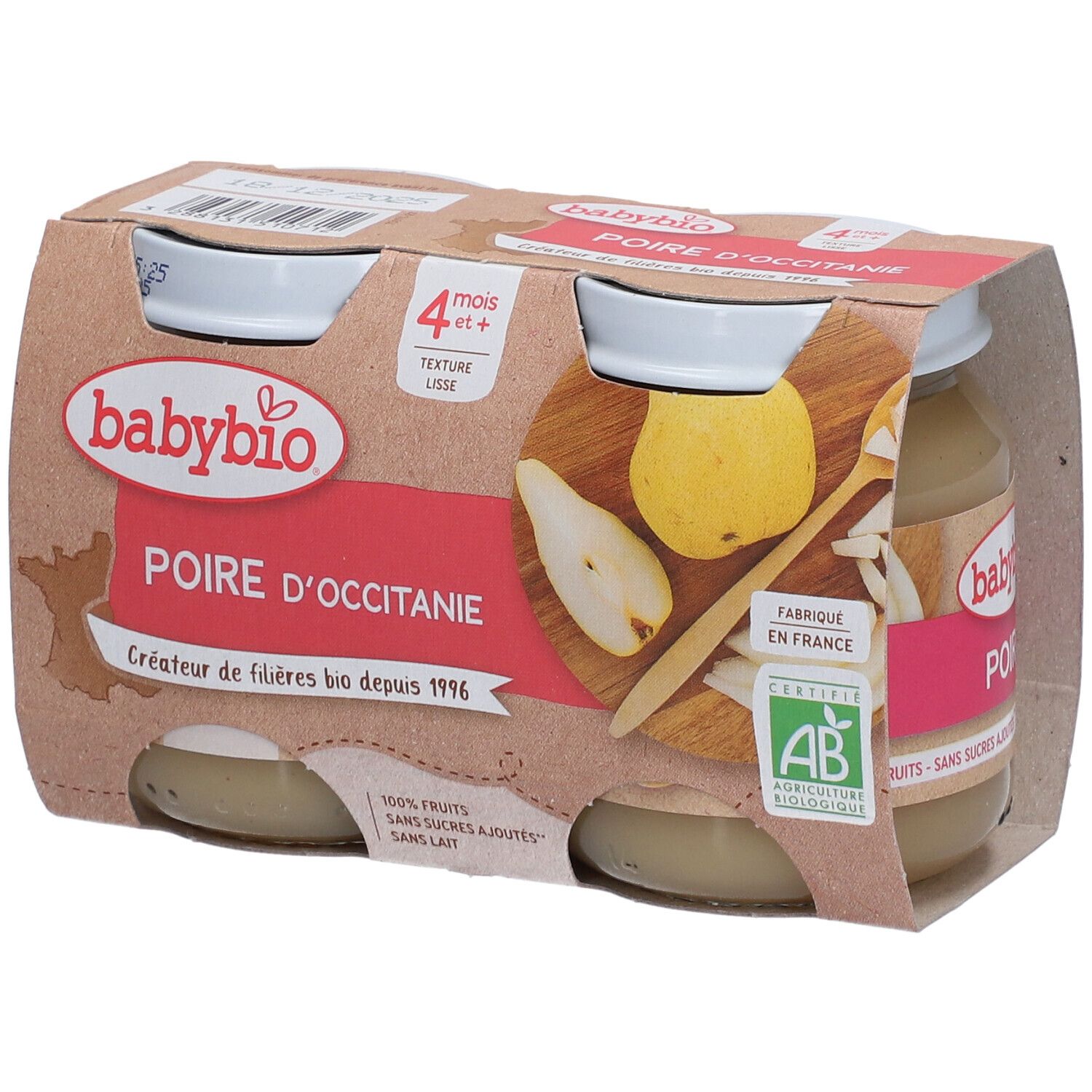 Babybio Compotes bébé dès 4 mois poire de Provence