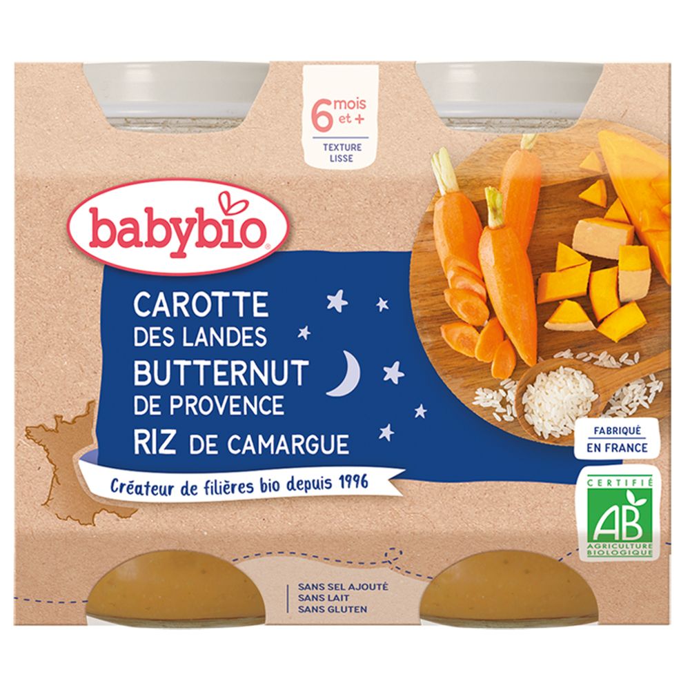 Babybio Carotte DES Landes Courge Butternut & RIZ DE Camargue dès 6 mois