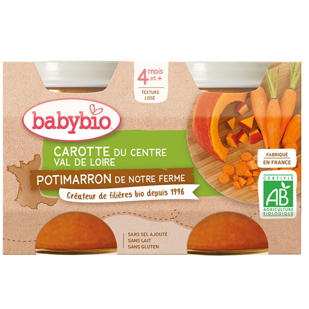 Babybio Carotte DU Centre -Val DE Loire Potimarron DE Notre Ferme dès 4 mois
