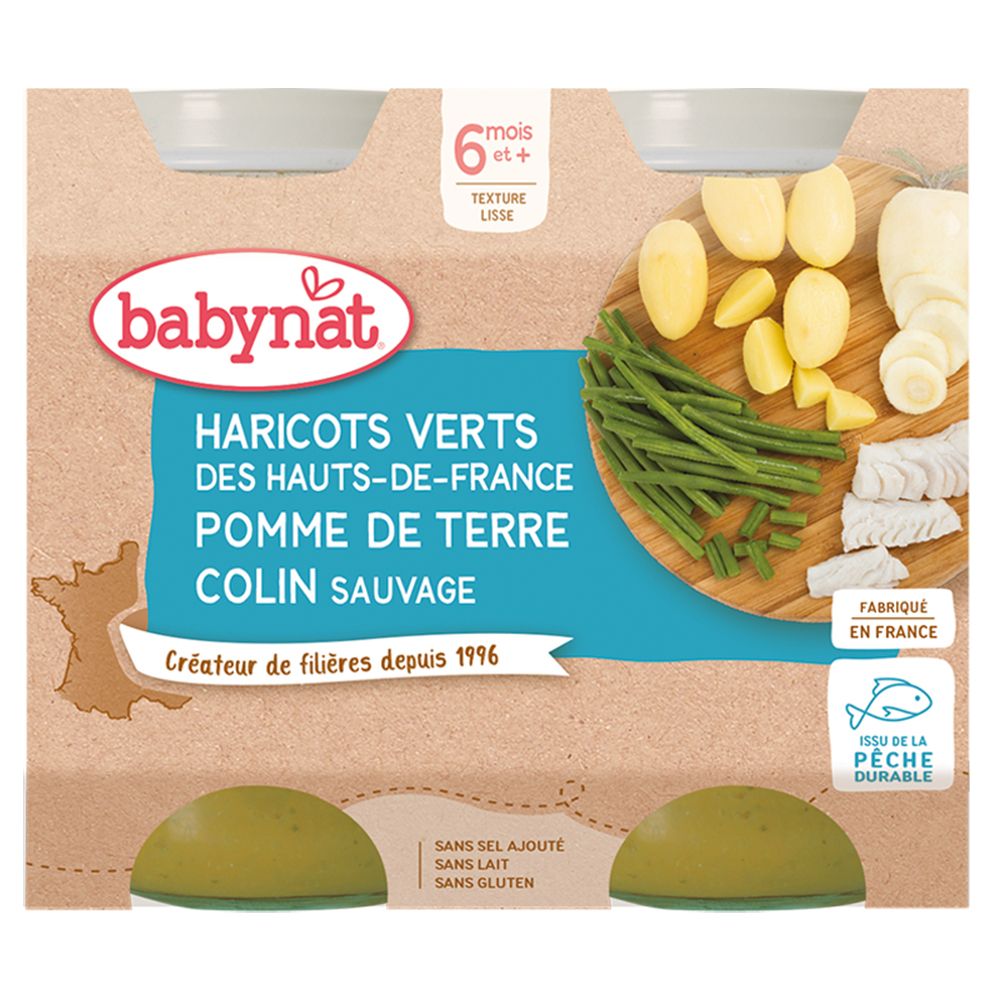 Babybio Haricots Verts DES Hauts-De-France Pomme DE Terre Colin Sauvage dès 6 mois