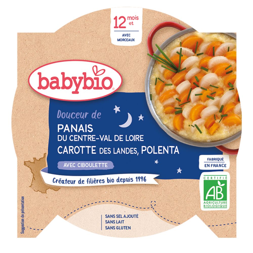 Babybio Douceur DE Panais DU Centre-Val DE Loire Carotte DES Landes Polenta À LA Ciboulette dès 12 mois