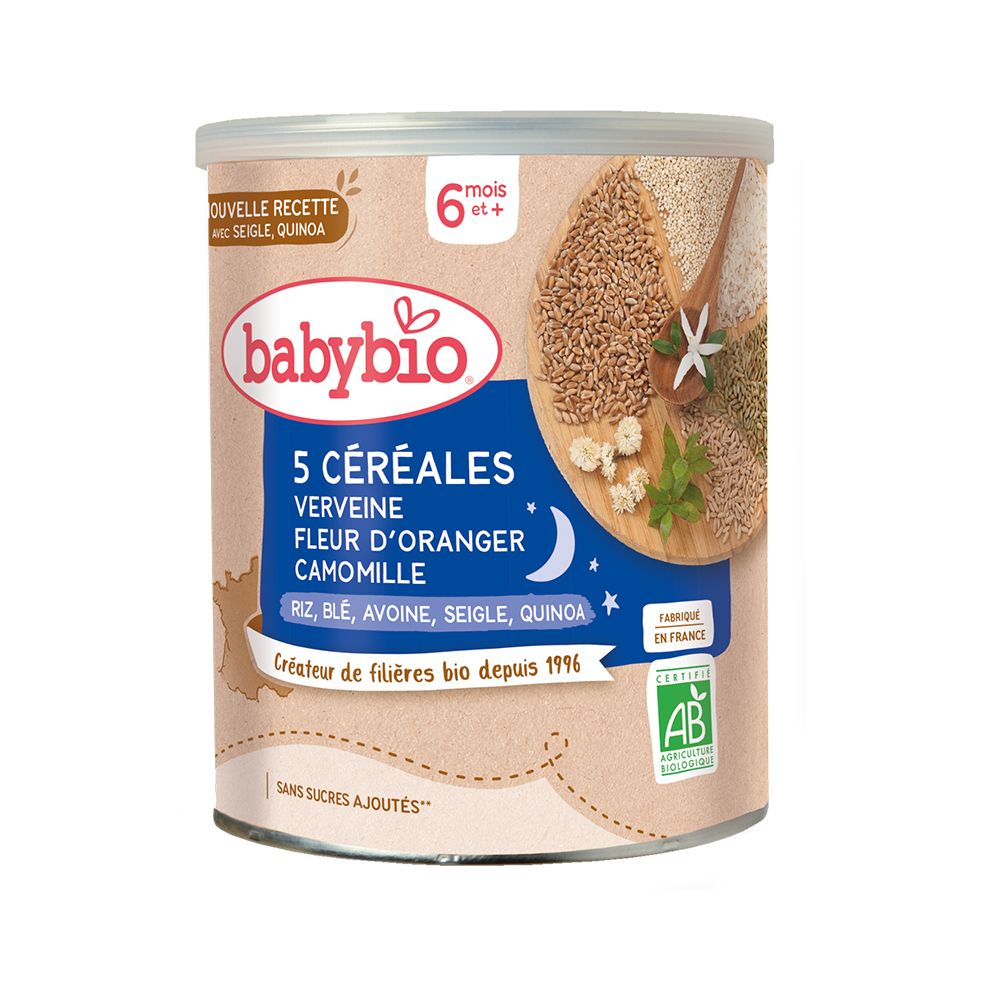 Babybio 5 Céréales Verveine Fleur D'oranger Camomille dès 6 mois