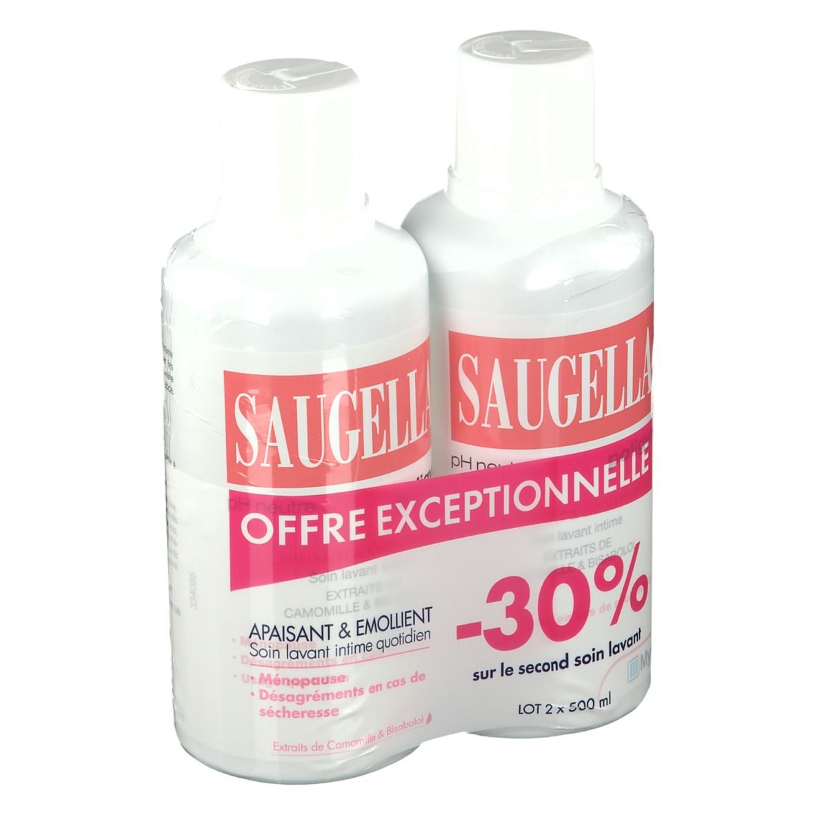 Dos de deux flacons SAUGELLA Poligyn. Texte et ingrédients.