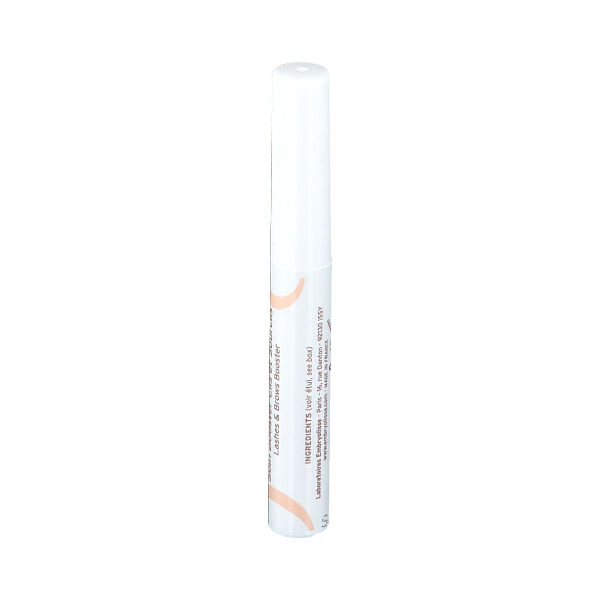 Contenant blanc avec texte. Ingrédients, adresse du fabricant et volume: 6,5 ml - 0,23 FL.OZ.