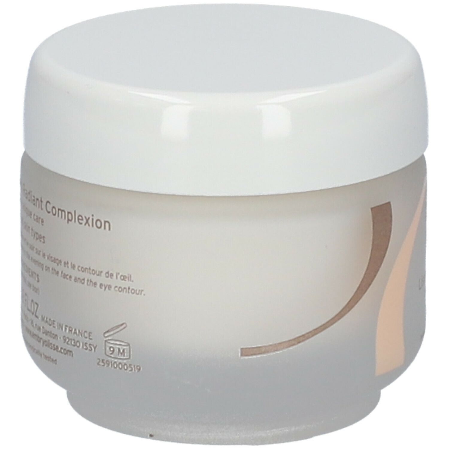 Pot de crème avec couvercle blanc. Inscription: Intense Smooth Radiant Complexion. Pour tous types de peaux. 50 ml.