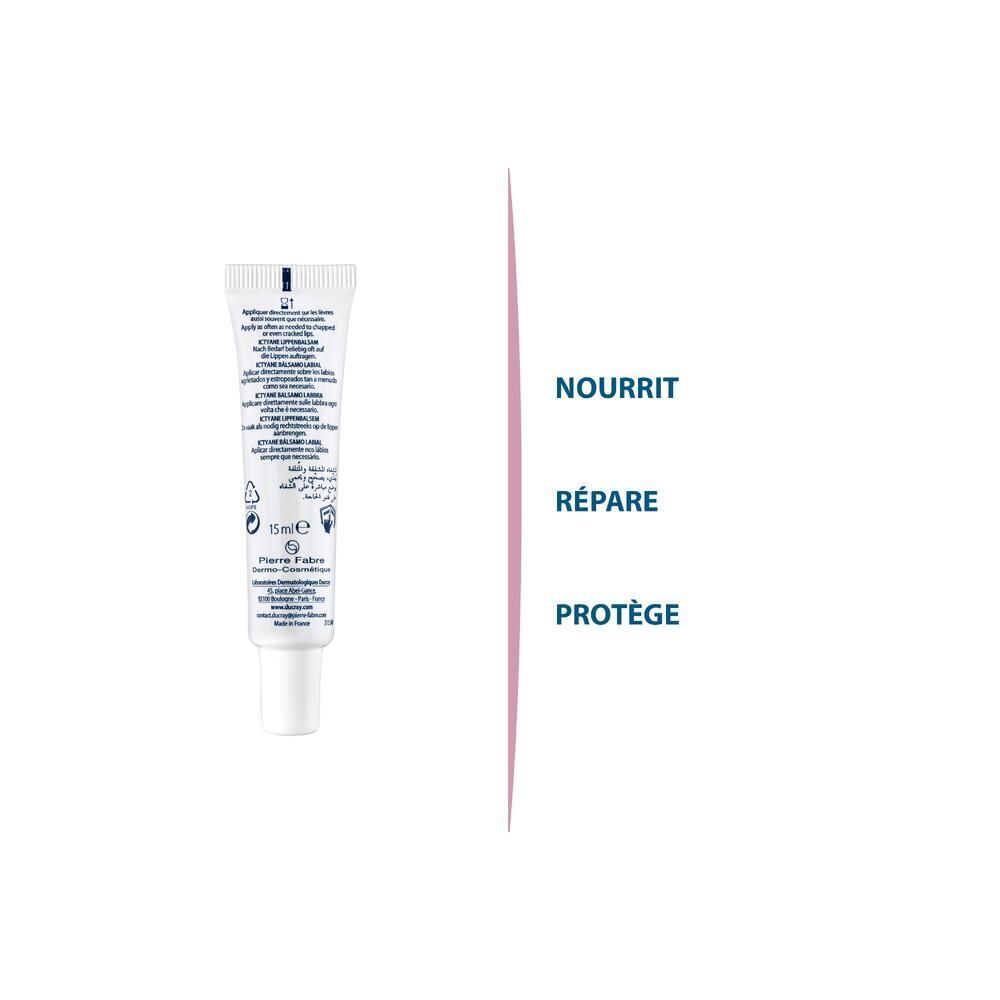 Text: Nourrit, répare, protège.  Drei vertikale Linien.  