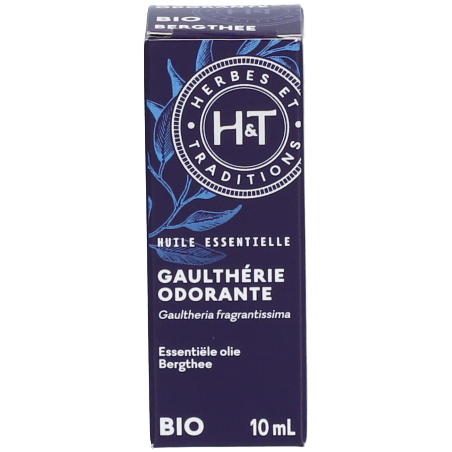 Emballage. Inscriptions: HERBES ET TRADITIONS, GAULTHÉRIE ODORANTE, BIO, 10 ml.
