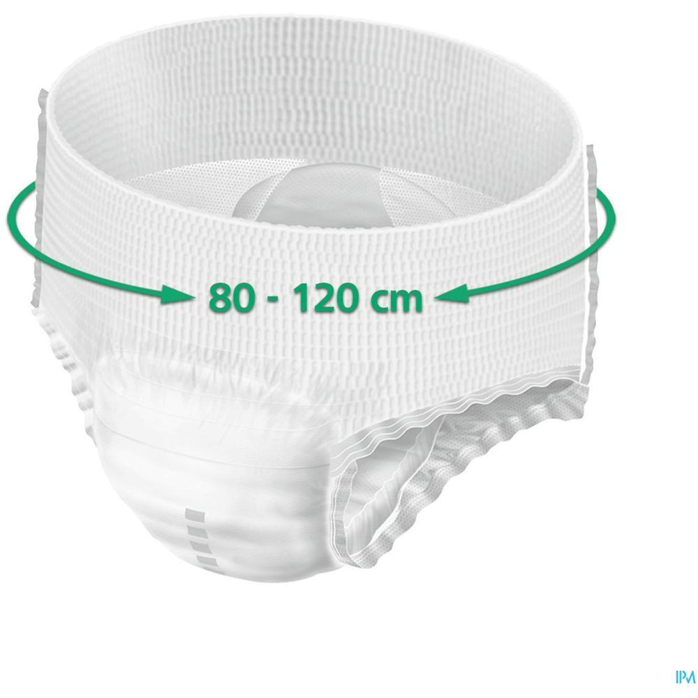 Slip absorbant blanc. Forme et détails visibles. Indication de taille : 80-120 cm.