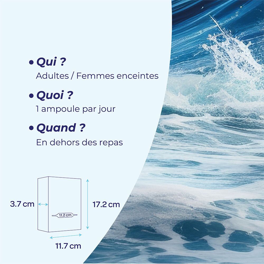 Informationen zur Einnahme von OLIGOCEAN® PMI Isotonisches Meeresplasma. Empfohlen für Erwachsene und Schwangere.