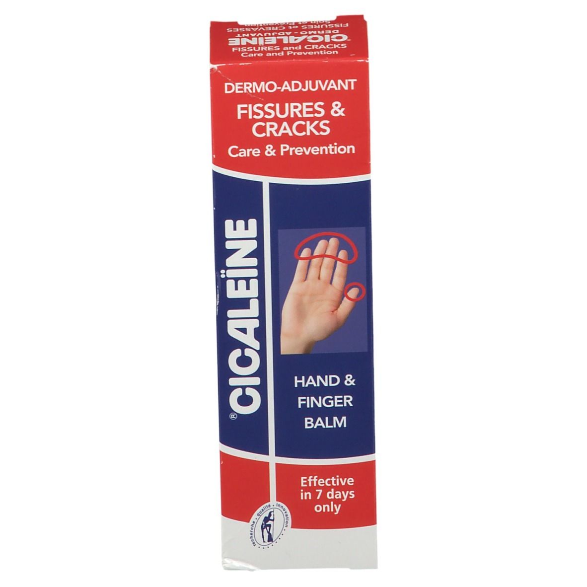 Schachtel. Text: CICALEiNE, Hand & Finger Balsam, Fissures & Cracks, Care & Prevention.