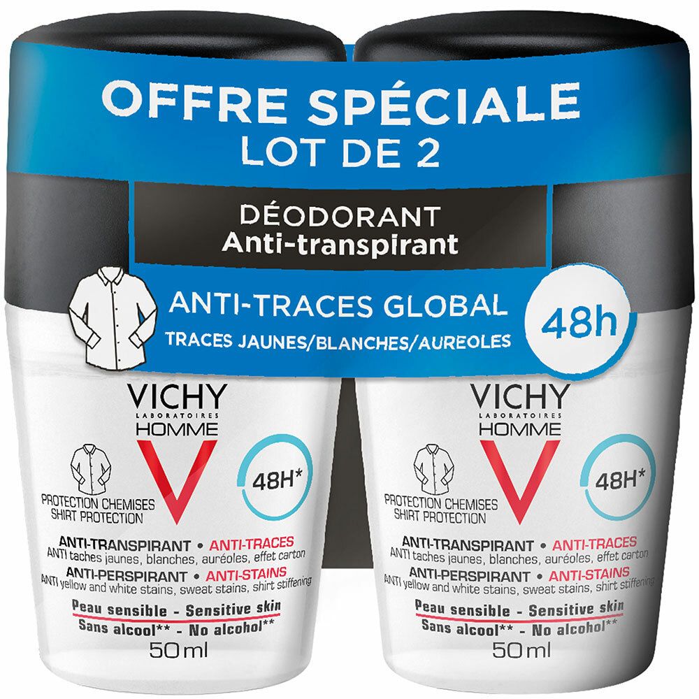 VICHY HOMME Deodorant Antitranspirant Anti-Tracking Hemdenschutz Roll-On